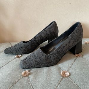 Gray Suede Embroidered Shoes
